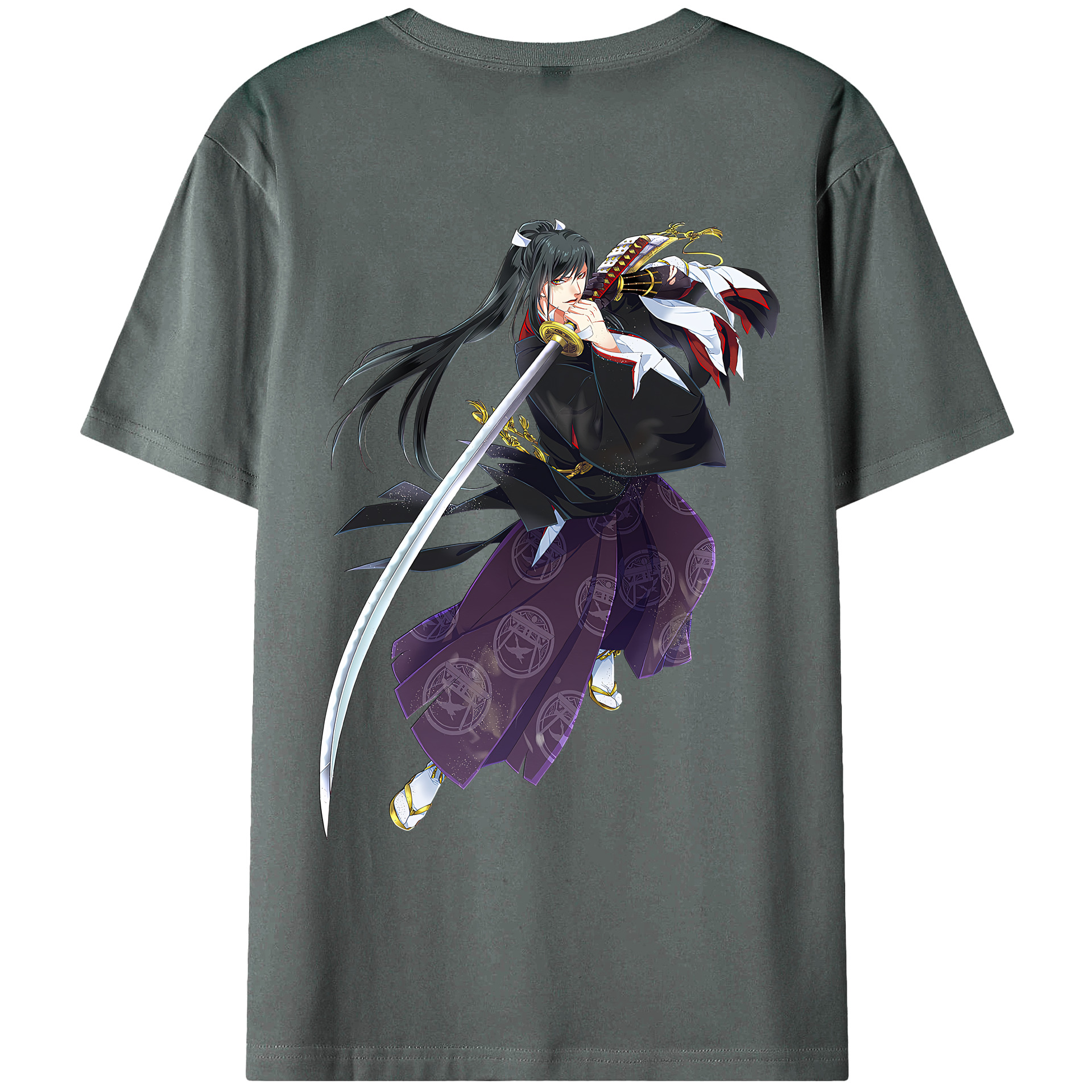 （画像用） 刀剣乱舞 Touken Ranbu 綿100％ メンズ半袖Tシャツ（バックプリント） 通気性